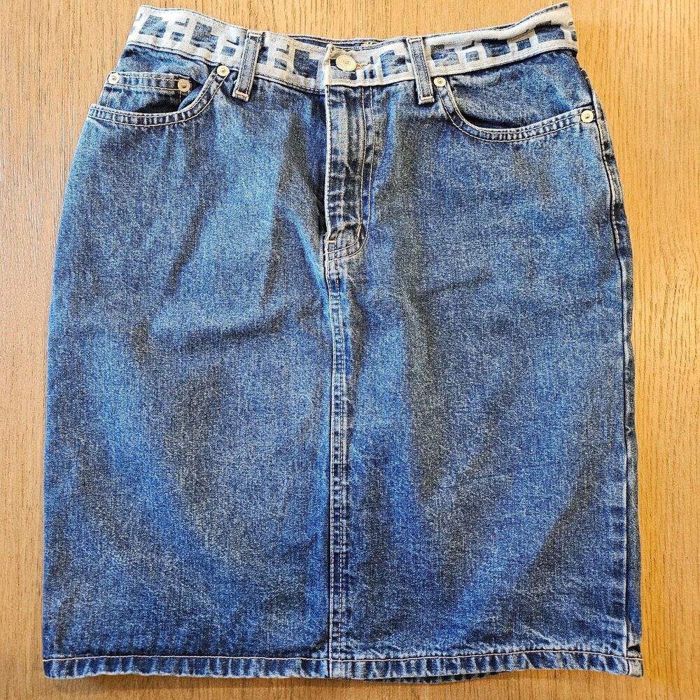 Vintage Tommy Hilfiger Blue Denim Skirt Made in Canada 100% Cotton Size 4